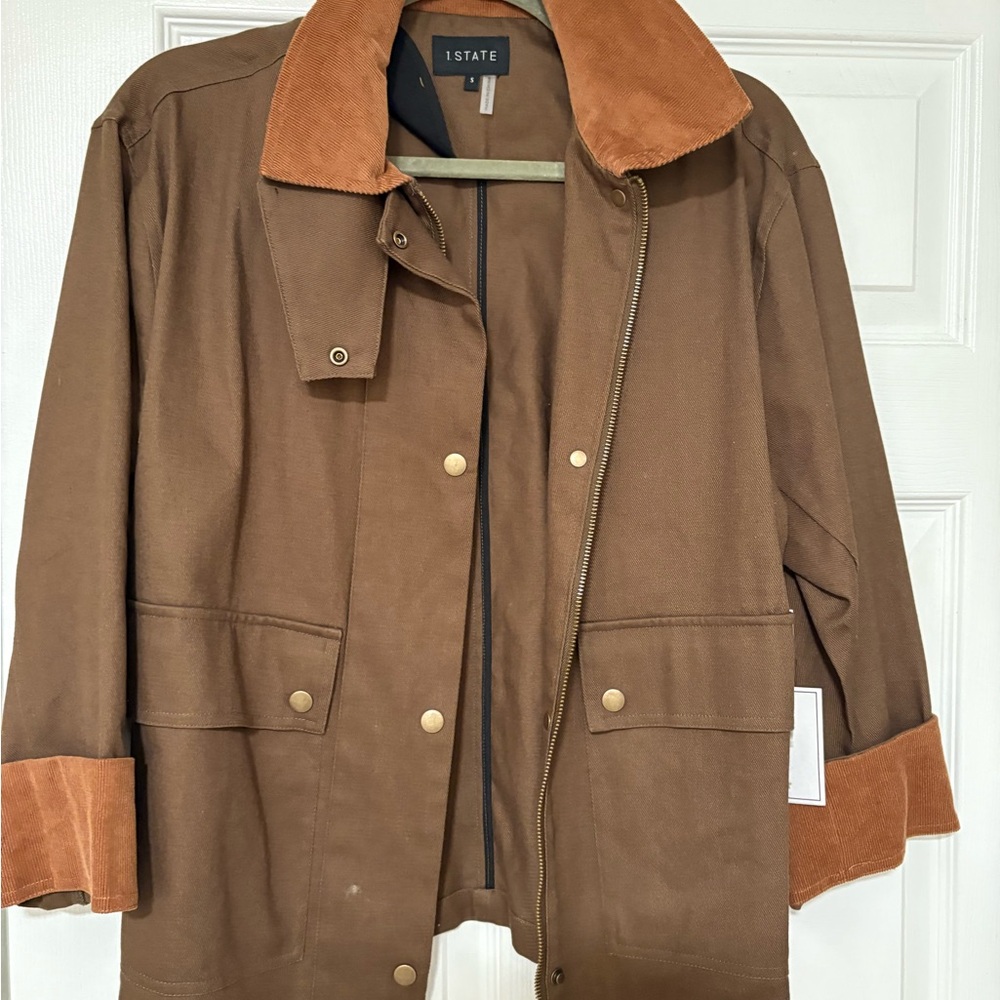 1. State Brown Jacket with Tan Accents